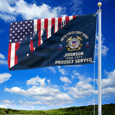 Premium Custom USCG Grommet Flag, Gifts For Coast Guard Veteran, Gifts For Dad, For Husband, Best Gifts On Father's Day, Armed Forces Day, Independence Day, Veterans Day.