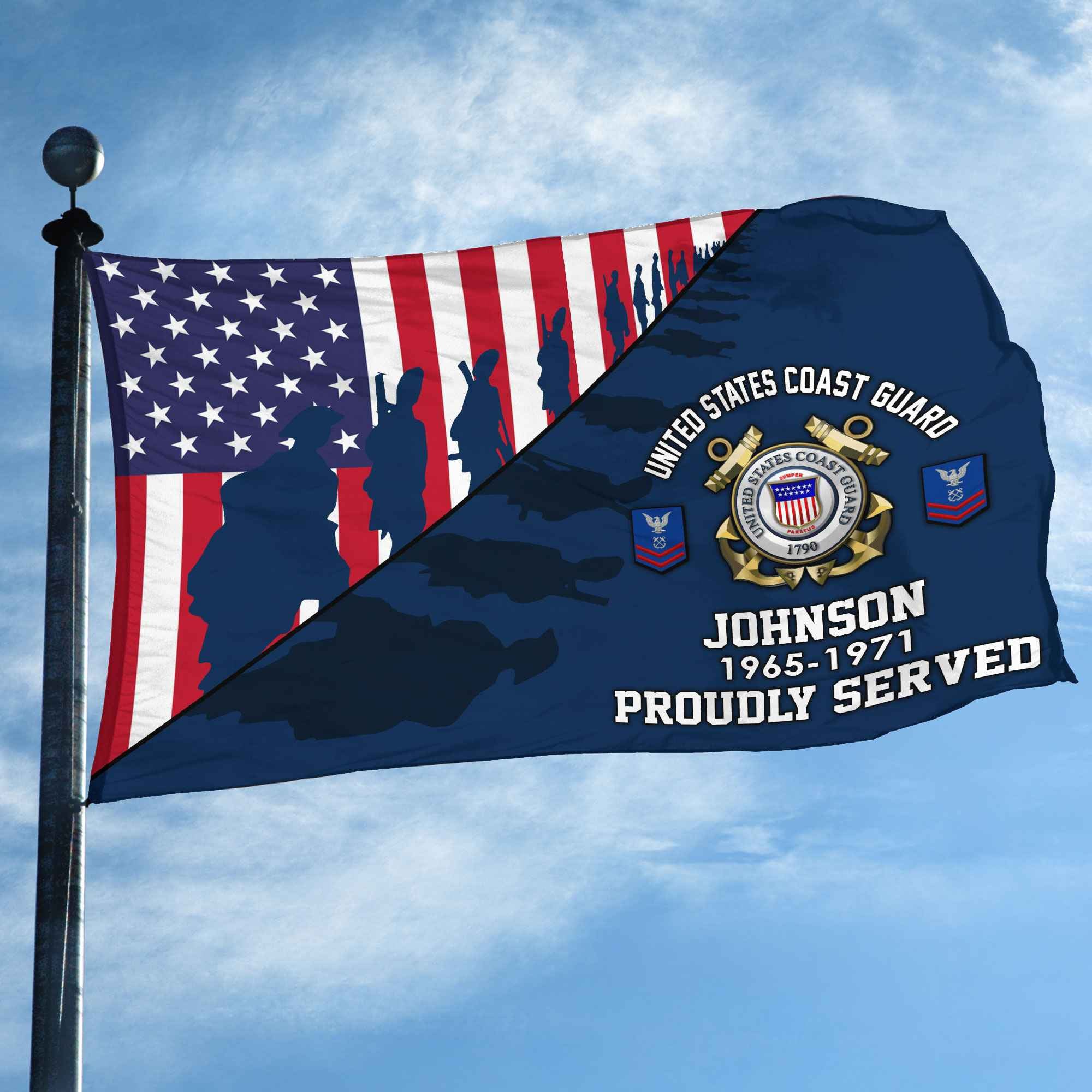 Premium Custom USCG Grommet Flag, Gifts For Coast Guard Veteran, Gifts For Dad, For Husband, Best Gifts On Father's Day, Armed Forces Day, Independence Day, Veterans Day.