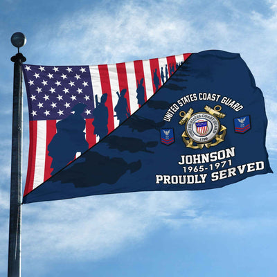 Premium Custom USCG Grommet Flag, Gifts For Coast Guard Veteran, Gifts For Dad, For Husband, Best Gifts On Father's Day, Armed Forces Day, Independence Day, Veterans Day.