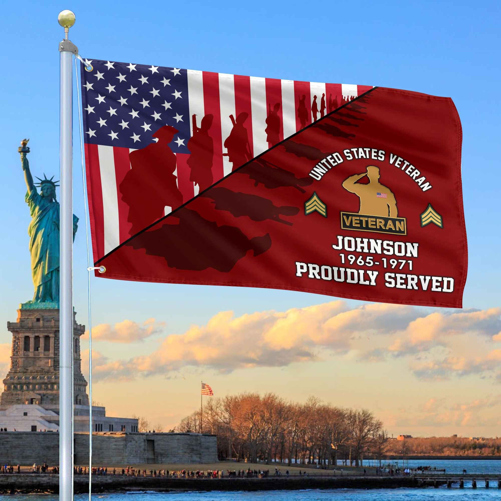 Premium Custom US Veteran Grommet Flag, Gifts For US Veteran, Gifts For Dad, For Husband, Best Gifts On Father's Day, Armed Forces Day, Independence Day, Veterans Day.