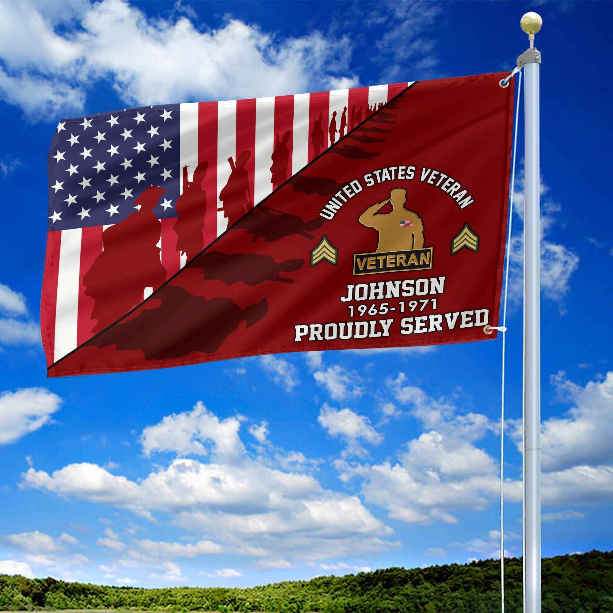 Premium Custom US Veteran Grommet Flag, Gifts For US Veteran, Gifts For Dad, For Husband, Best Gifts On Father's Day, Armed Forces Day, Independence Day, Veterans Day.
