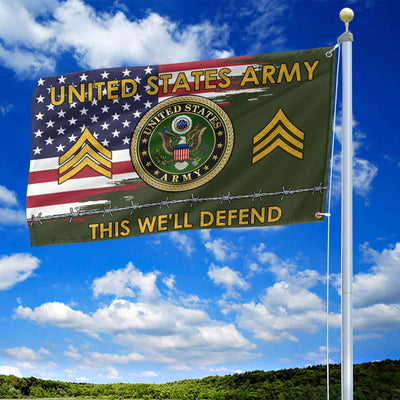 Unique Custom Name, Rank US Army Grommet Flag, Gifts For Army Veteran, Gifts For Dad, For Husband, Best Gifts On Father's Day, Independence Day, Veterans Day.