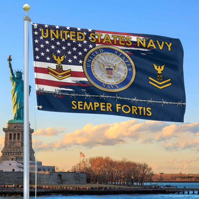 Unique Custom Name, Rank US Navy Grommet Flag, Gifts For Navy Veteran, Gifts For Dad, For Husband, Best Gifts On Father's Day, Independence Day, Veterans Day.