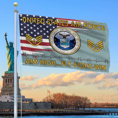 Unique Custom Name, Rank USAF Grommet Flag, Gifts For Airforce Veteran, Gifts For Dad, For Husband, Best Gifts On Father's Day, Independence Day, Veterans Day.