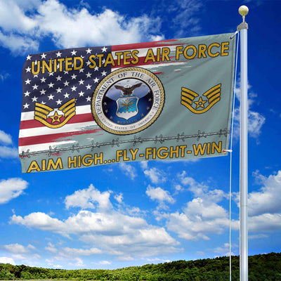 Unique Custom Name, Rank USAF Grommet Flag, Gifts For Airforce Veteran, Gifts For Dad, For Husband, Best Gifts On Father's Day, Independence Day, Veterans Day.