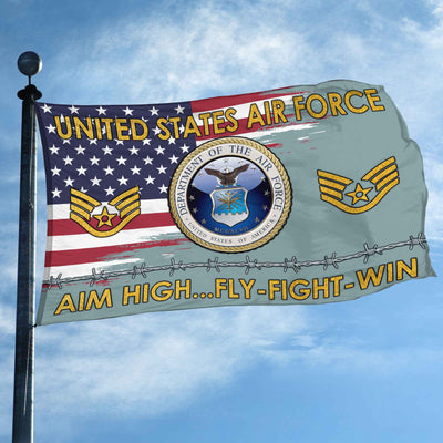Unique Custom Name, Rank USAF Grommet Flag, Gifts For Airforce Veteran, Gifts For Dad, For Husband, Best Gifts On Father's Day, Independence Day, Veterans Day.