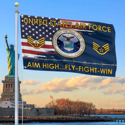Unique Custom Name, Rank USAF Grommet Flag, Gifts For Airforce Veteran, Gifts For Dad, For Husband, Best Gifts On Father's Day, Independence Day, Veterans Day.
