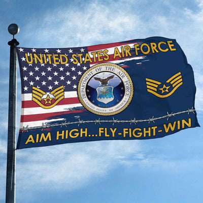 Unique Custom Name, Rank USAF Grommet Flag, Gifts For Airforce Veteran, Gifts For Dad, For Husband, Best Gifts On Father's Day, Independence Day, Veterans Day.