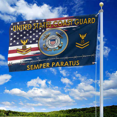 Unique Custom Name, Rank USCG Grommet Flag, Gifts For Coast Guard Veteran, Gifts For Dad, For Husband, Best Gifts On Father's Day, Independence Day, Veterans Day.