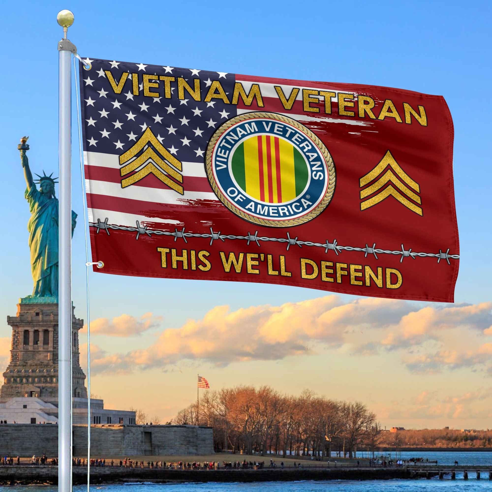 Unique Custom Name, Rank Vietnam Veteran Grommet Flag, Gifts For Vietnam Veteran, Gifts For Dad, For Husband, Best Gifts On Father's Day, Independence Day, Veterans Day.