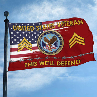 Unique Custom Name, Rank US Veteran Grommet Flag, Gifts For US Veteran, Gifts For Dad, For Husband, Best Gifts On Father's Day, Independence Day, Veterans Day.