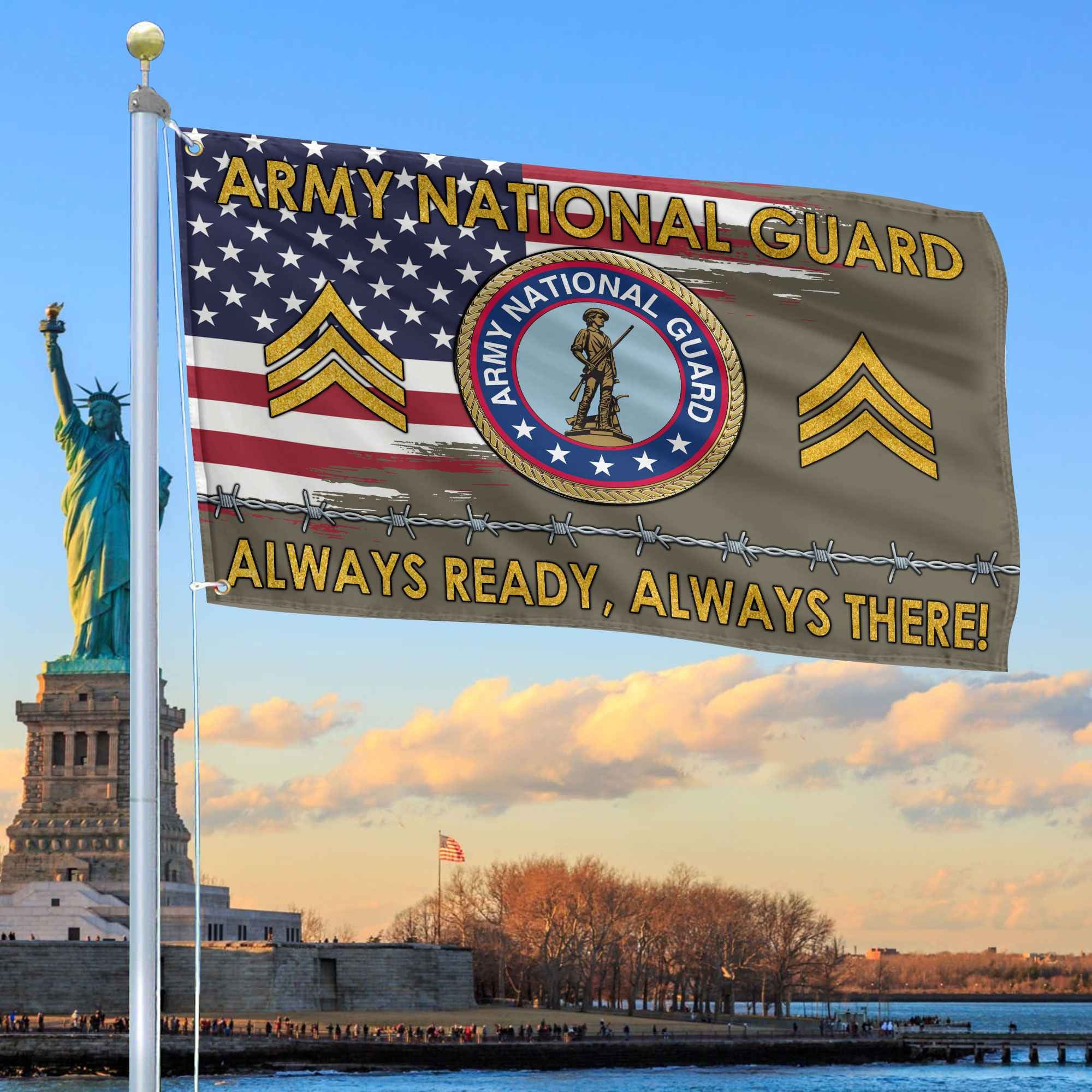 Unique Custom Name, Rank US Army National Guard Grommet Flag, Gifts For Army National Guard Veteran, Gifts For Dad, For Husband, Best Gifts On Father's Day, Independence Day, Veterans Day.