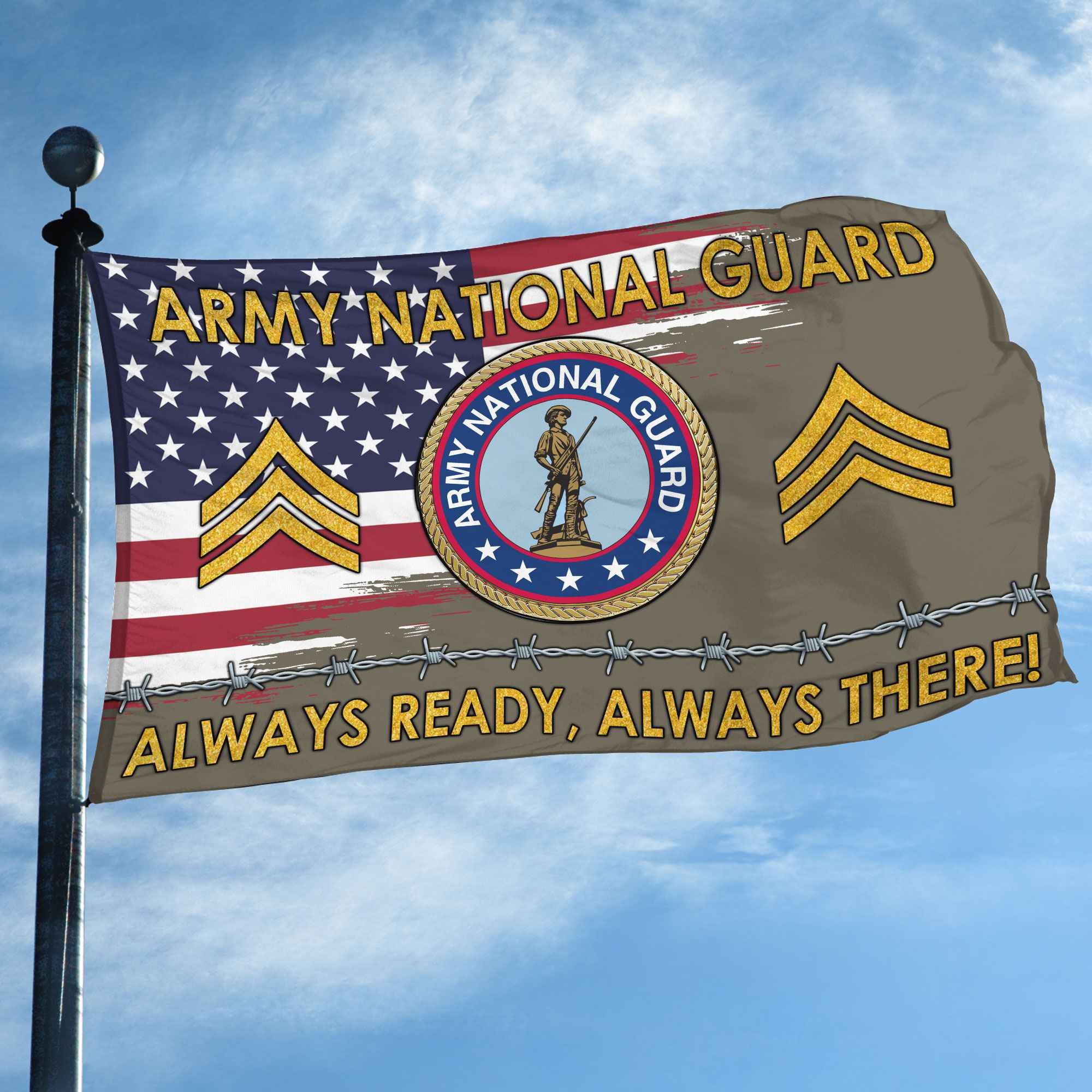 Unique Custom Name, Rank US Army National Guard Grommet Flag, Gifts For Army National Guard Veteran, Gifts For Dad, For Husband, Best Gifts On Father's Day, Independence Day, Veterans Day.