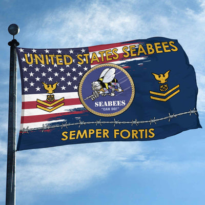 Unique Custom Name, Rank US Seabees Grommet Flag, Gifts For Seabees Veteran, Gifts For Dad, For Husband, Best Gifts On Father's Day, Independence Day, Veterans Day.
