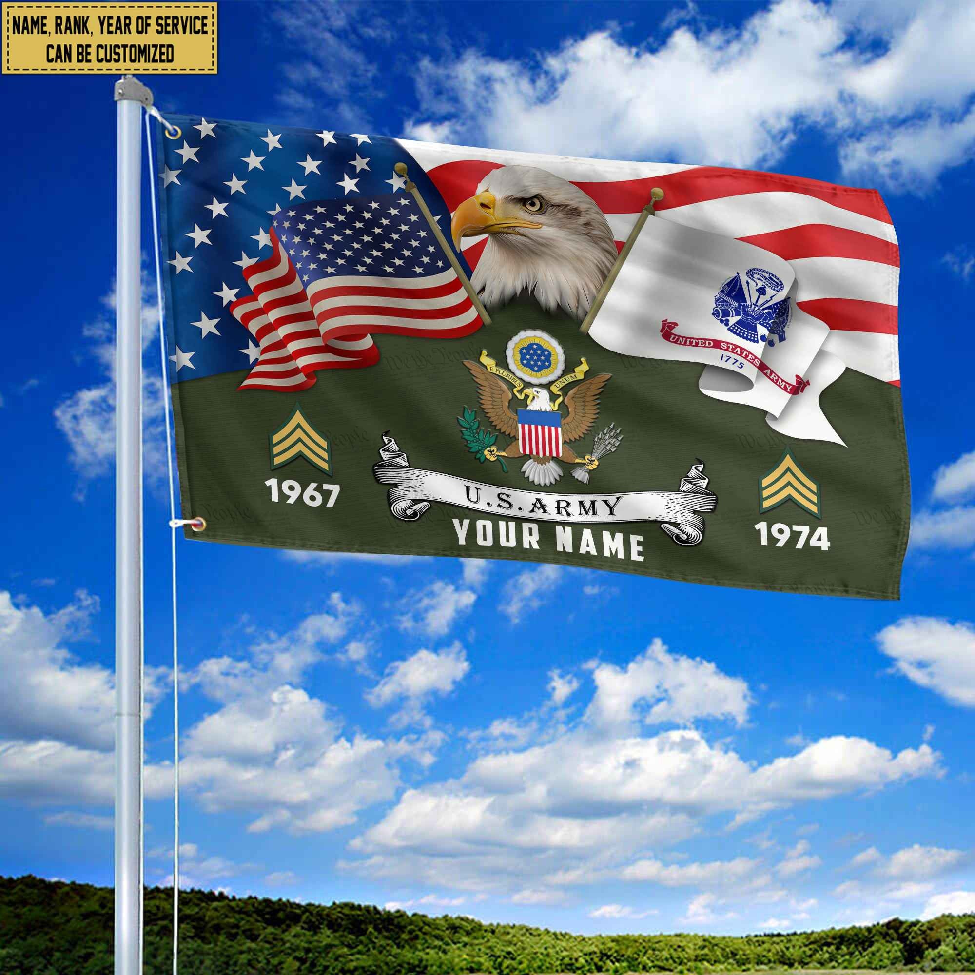 Premium Custom US Army Grommet Flag, Gifts For Army Veteran, Best Gifts On Father's Day, Armed Forces Day, Independence Day, Veterans Day.