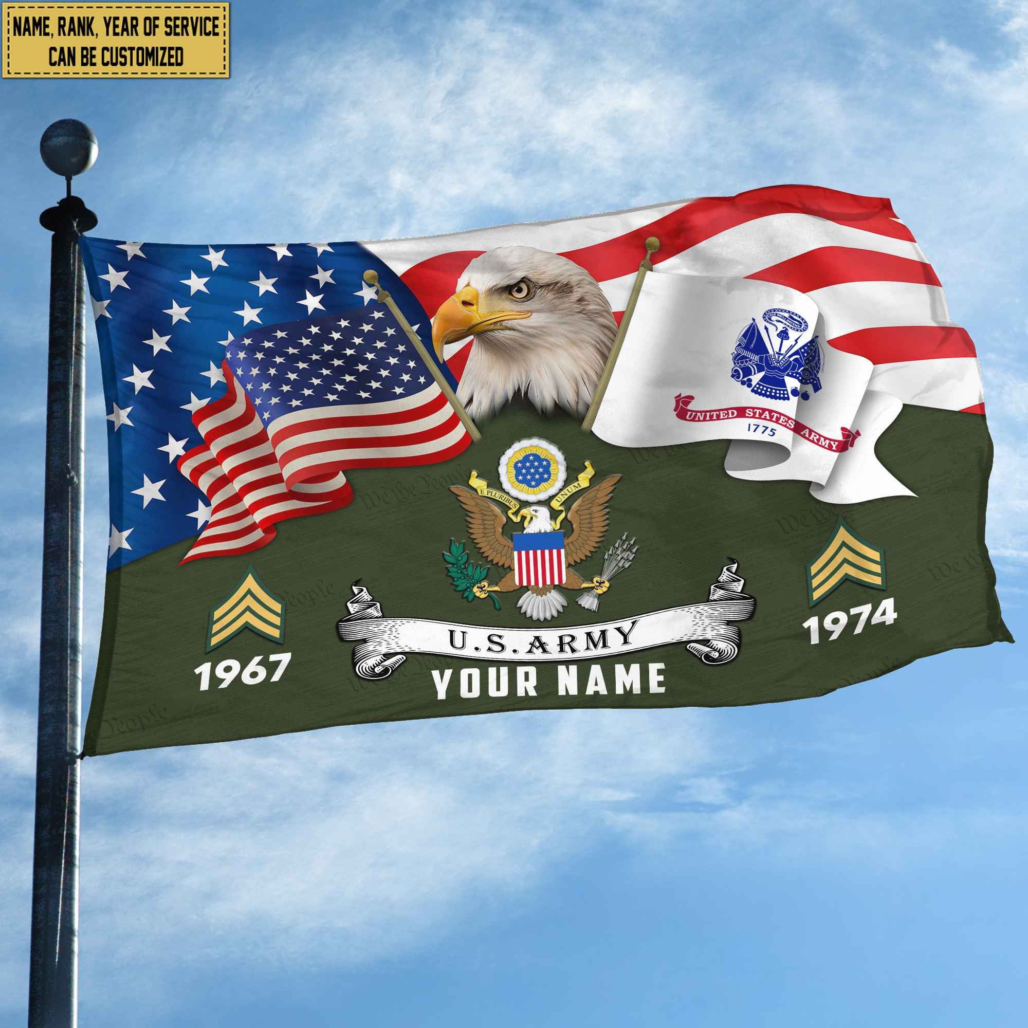 Premium Custom US Army Grommet Flag, Gifts For Army Veteran, Best Gifts On Father's Day, Armed Forces Day, Independence Day, Veterans Day.