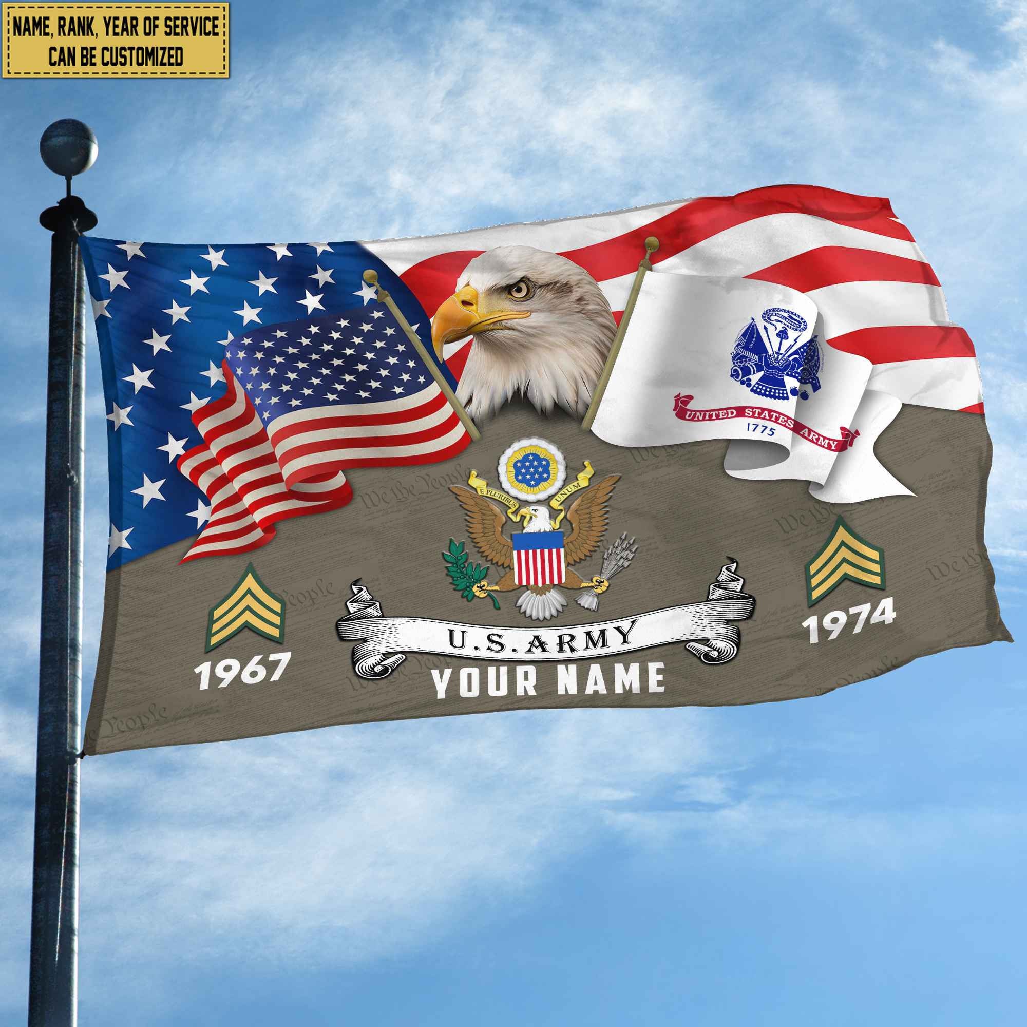 Premium Custom US Army Grommet Flag, Gifts For Army Veteran, Best Gifts On Father's Day, Armed Forces Day, Independence Day, Veterans Day.