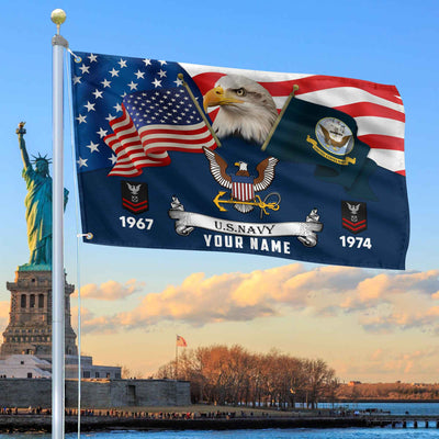 Premium Custom US Navy Grommet Flag, Gifts For Navy Veteran, Best Gifts On Father's Day, Armed Forces Day, Independence Day, Veterans Day.