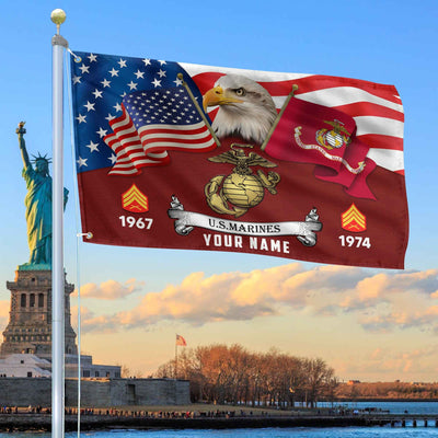 Premium Custom USMC Grommet Flag, Gifts For Marine Veteran, Best Gifts On Father's Day, Armed Forces Day, Independence Day, Veterans Day.