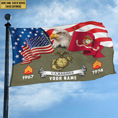 Premium Custom USMC Grommet Flag, Gifts For Marine Veteran, Best Gifts On Father's Day, Armed Forces Day, Independence Day, Veterans Day.