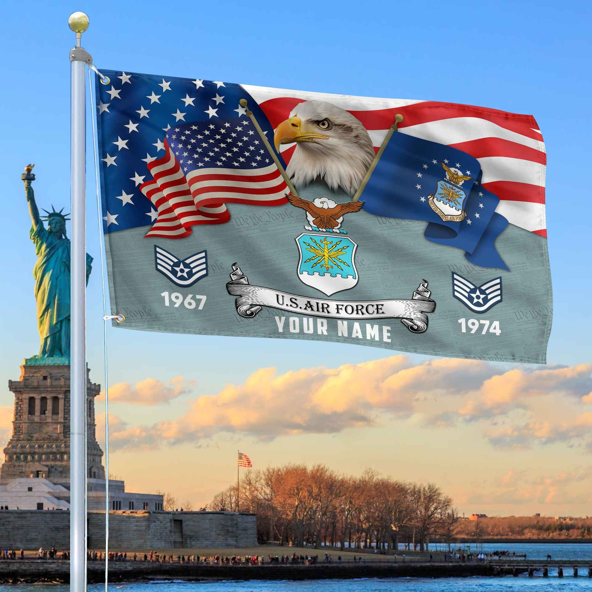 Premium Custom USAF Grommet Flag, Gifts For Air Force Veteran, Best Gifts On Father's Day, Armed Forces Day, Independence Day, Veterans Day.
