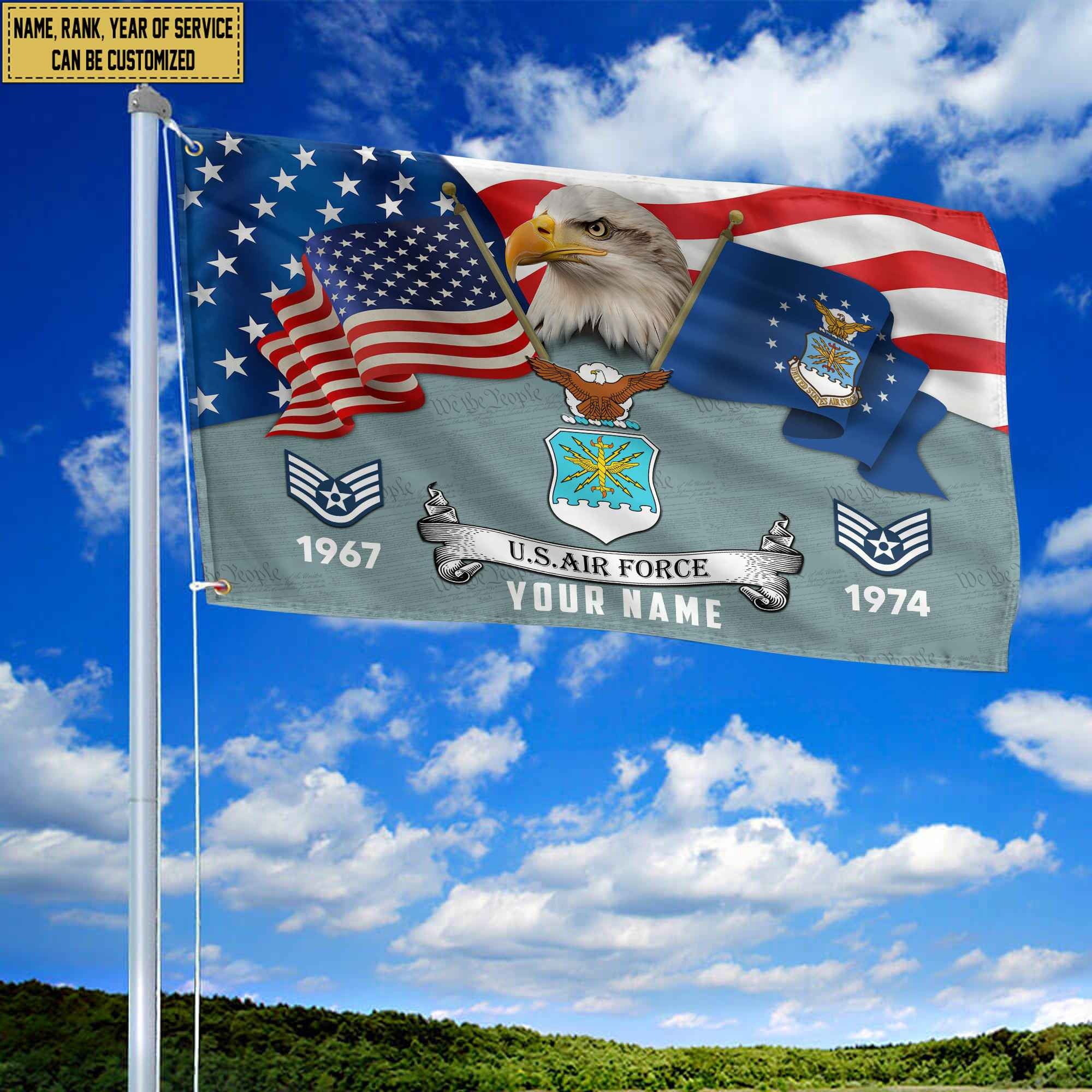 Premium Custom USAF Grommet Flag, Gifts For Air Force Veteran, Best Gifts On Father's Day, Armed Forces Day, Independence Day, Veterans Day.