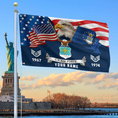 Premium Custom USAF Grommet Flag, Gifts For Air Force Veteran, Best Gifts On Father's Day, Armed Forces Day, Independence Day, Veterans Day.