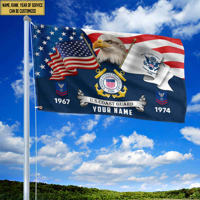 Premium Custom USCG Grommet Flag, Gifts For Coast Guard Veteran, Best Gifts On Father's Day, Armed Forces Day, Independence Day, Veterans Day.