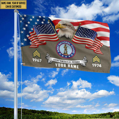 Premium Custom US Army National Guard Grommet Flag, Gifts For Army National Guard Veteran, Best Gifts On Father's Day, Armed Forces Day, Independence Day, Veterans Day.