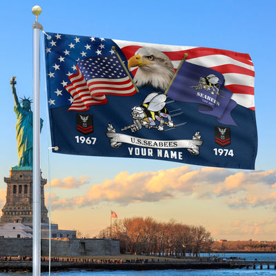 Premium Custom US Seabees Grommet Flag, Gifts For Seabees Veteran, Best Gifts On Father's Day, Armed Forces Day, Independence Day, Veterans Day.