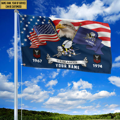 Premium Custom US Seabees Grommet Flag, Gifts For Seabees Veteran, Best Gifts On Father's Day, Armed Forces Day, Independence Day, Veterans Day.