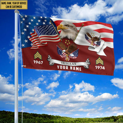Premium Custom US Veteran Grommet Flag, Gifts For US Veteran, Best Gifts On Father's Day, Armed Forces Day, Independence Day, Veterans Day.