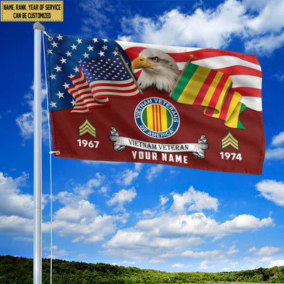 Premium Custom Vietnam Veteran Grommet Flag, Gifts For Vietnam Veteran, Best Gifts On Father's Day, Armed Forces Day, Independence Day, Veterans Day.