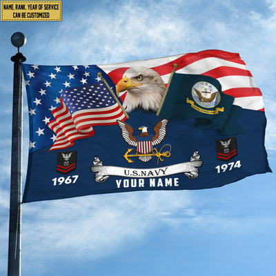 Premium Custom US Navy Grommet Flag, Gifts For Navy Veteran, Best Gifts On Father's Day, Armed Forces Day, Independence Day, Veterans Day.