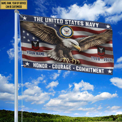 US Navy Custom Grommet Flag, Gifts For Navy Veteran, Best Gifts On Father's Day, Armed Forces Day, Independence Day, Veterans Day.