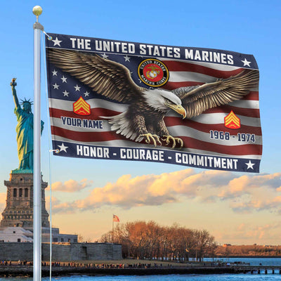 USMC Custom Grommet Flag, Gifts For Marine Veteran, Best Gifts On Father's Day, Armed Forces Day, Independence Day, Veterans Day.