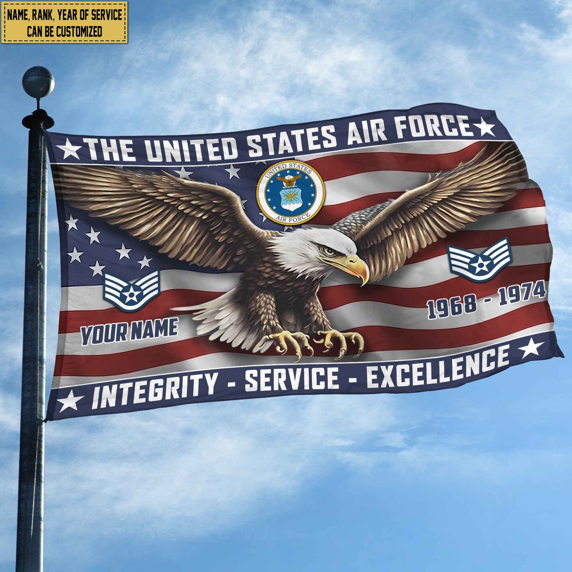 USAF Custom Grommet Flag, Gifts For Air Force Veteran, Best Gifts On Father's Day, Armed Forces Day, Independence Day, Veterans Day.