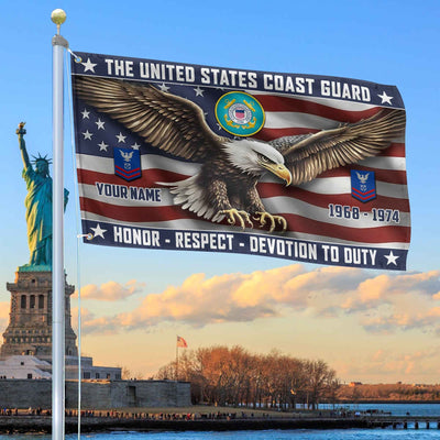 USCG Custom Grommet Flag, Gifts For Coast Guard Veteran, Best Gifts On Father's Day, Armed Forces Day, Independence Day, Veterans Day.