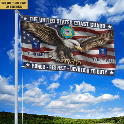USCG Custom Grommet Flag, Gifts For Coast Guard Veteran, Best Gifts On Father's Day, Armed Forces Day, Independence Day, Veterans Day.