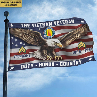 Vietnam Veteran Custom Grommet Flag, Gifts For Vietnam Veteran, Best Gifts On Father's Day, Armed Forces Day, Independence Day, Veterans Day.