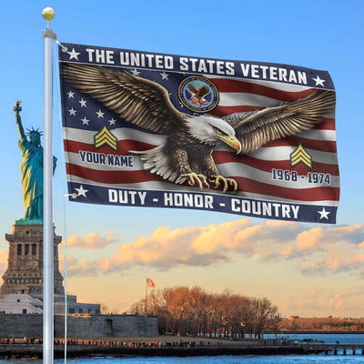 US Veteran Custom Grommet Flag, Gifts For US Veteran, Best Gifts On Father's Day, Armed Forces Day, Independence Day, Veterans Day.