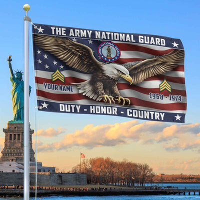 US Army National Guard Custom Grommet Flag, Gifts For Army National Guard Veteran, Best Gifts On Father's Day, Armed Forces Day, Independence Day, Veterans Day.