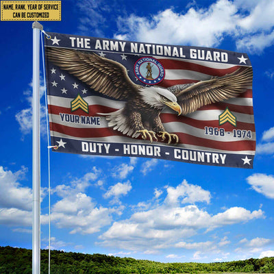 US Army National Guard Custom Grommet Flag, Gifts For Army National Guard Veteran, Best Gifts On Father's Day, Armed Forces Day, Independence Day, Veterans Day.