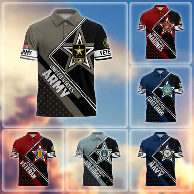 Premium US Veterans Polo Shirt, Gifts For US Veterans, Gifts For Dad, For Husband, Best Gifts On Father's Day, Armed Forces Day, Independence Day, Veterans Day.