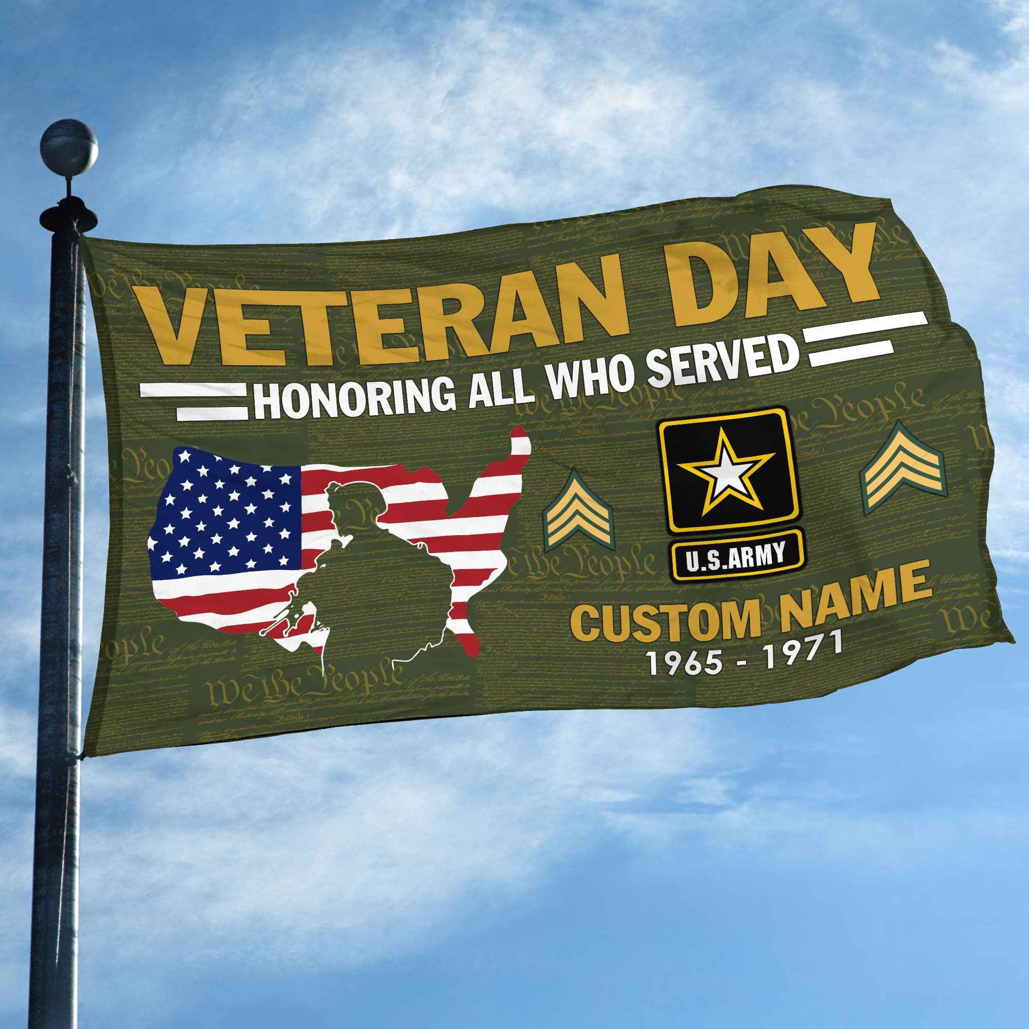 Premium Custom US Army Grommet Flag, Gifts For Army Veteran, Gifts For Dad, For Husband, Best Gifts On Father's Day, Armed Forces Day, Independence Day, Veterans Day.