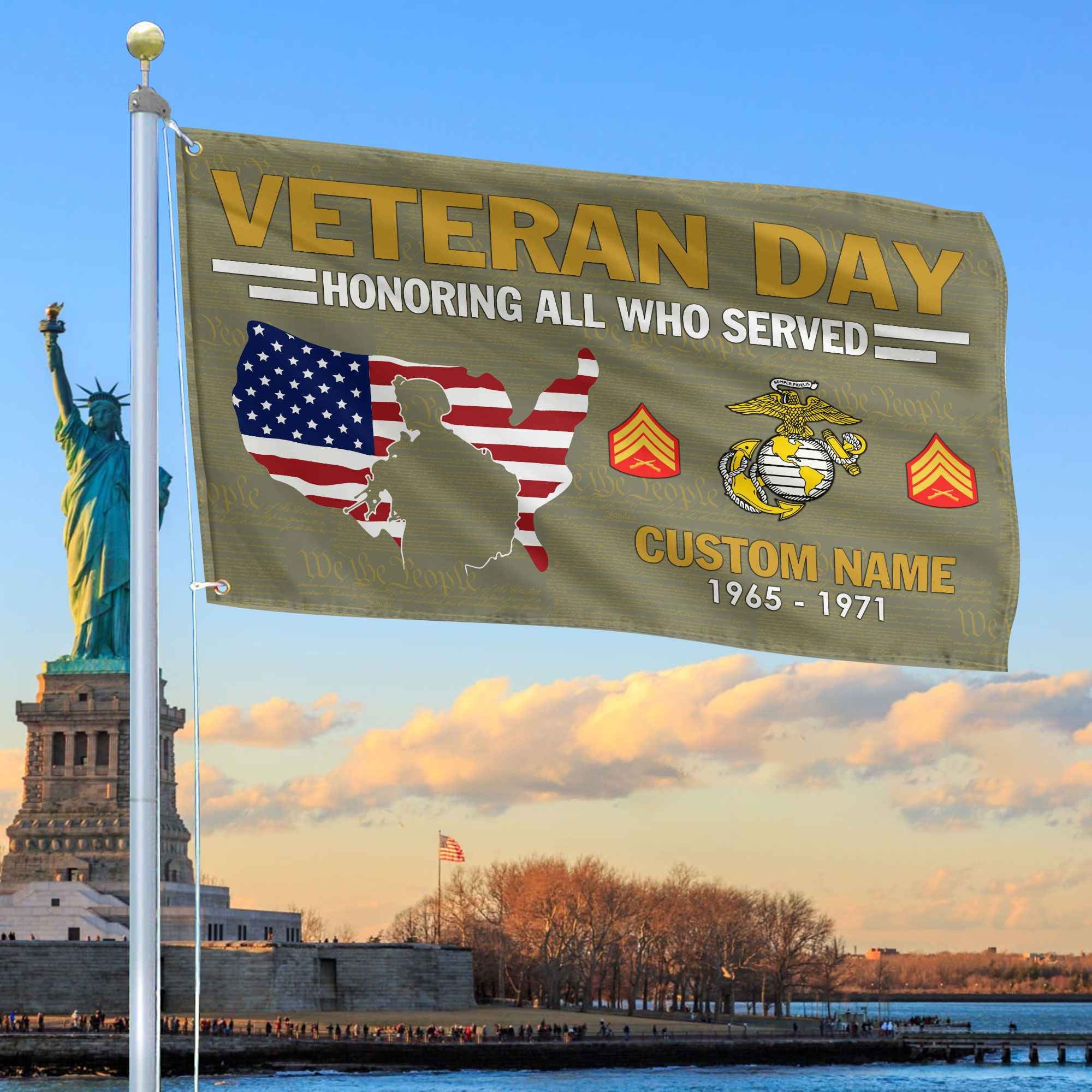 Premium Custom USMC Grommet Flag, Gifts For Marine Veteran, Gifts For Dad, For Husband, Best Gifts On Father's Day, Armed Forces Day, Independence Day, Veterans Day.