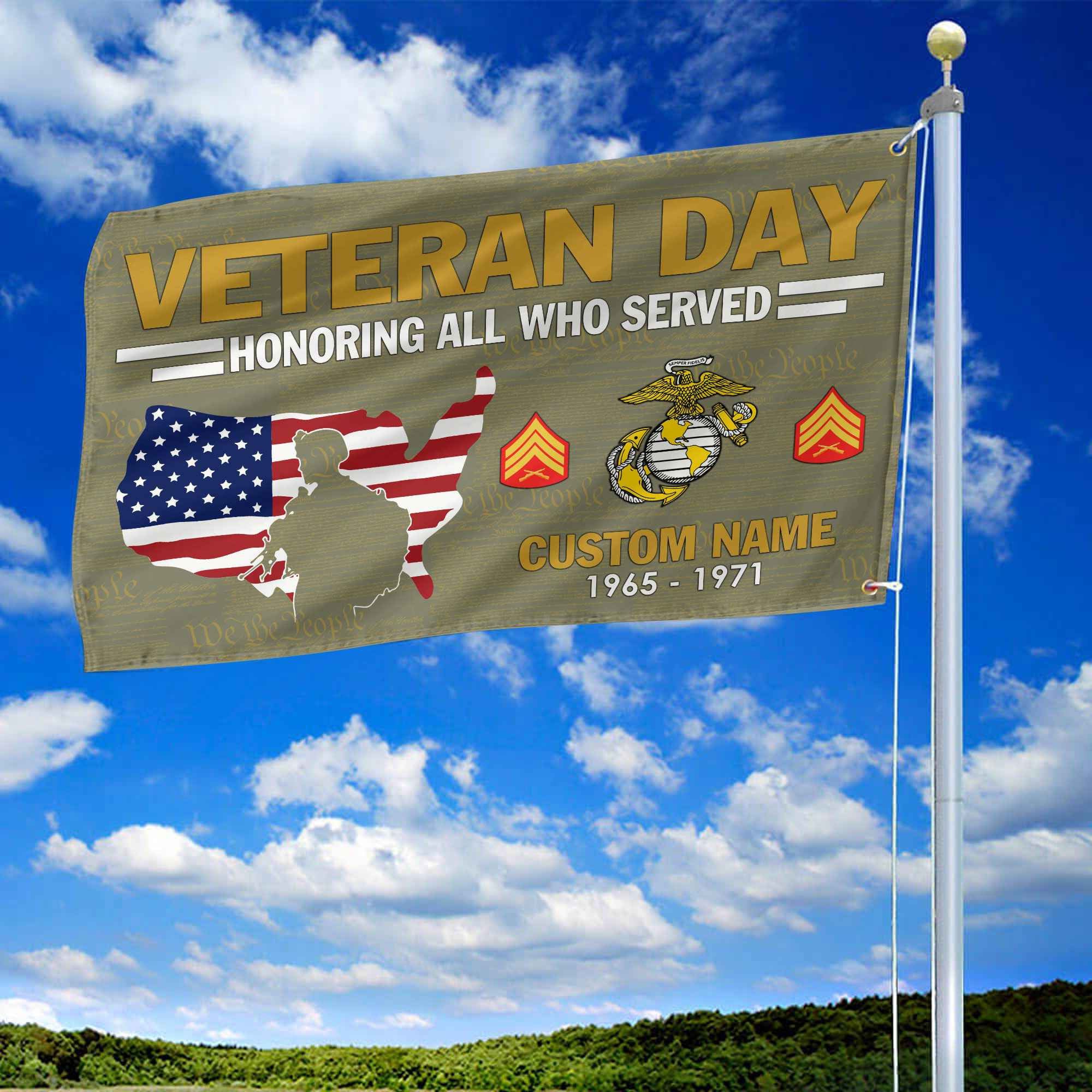 Premium Custom USMC Grommet Flag, Gifts For Marine Veteran, Gifts For Dad, For Husband, Best Gifts On Father's Day, Armed Forces Day, Independence Day, Veterans Day.