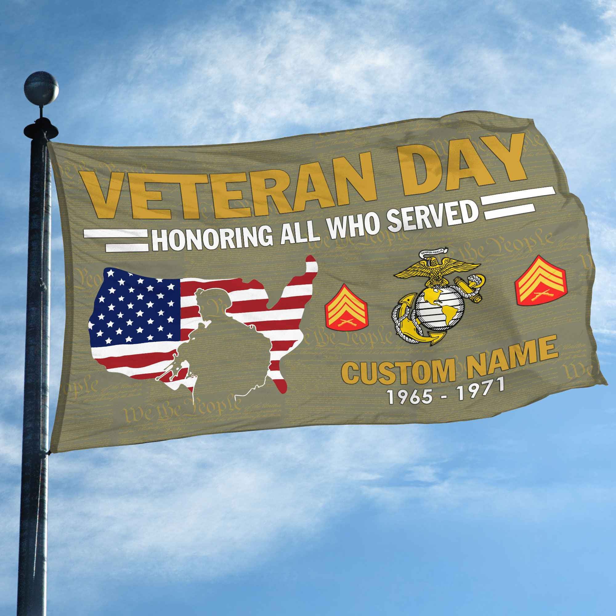 Premium Custom USMC Grommet Flag, Gifts For Marine Veteran, Gifts For Dad, For Husband, Best Gifts On Father's Day, Armed Forces Day, Independence Day, Veterans Day.