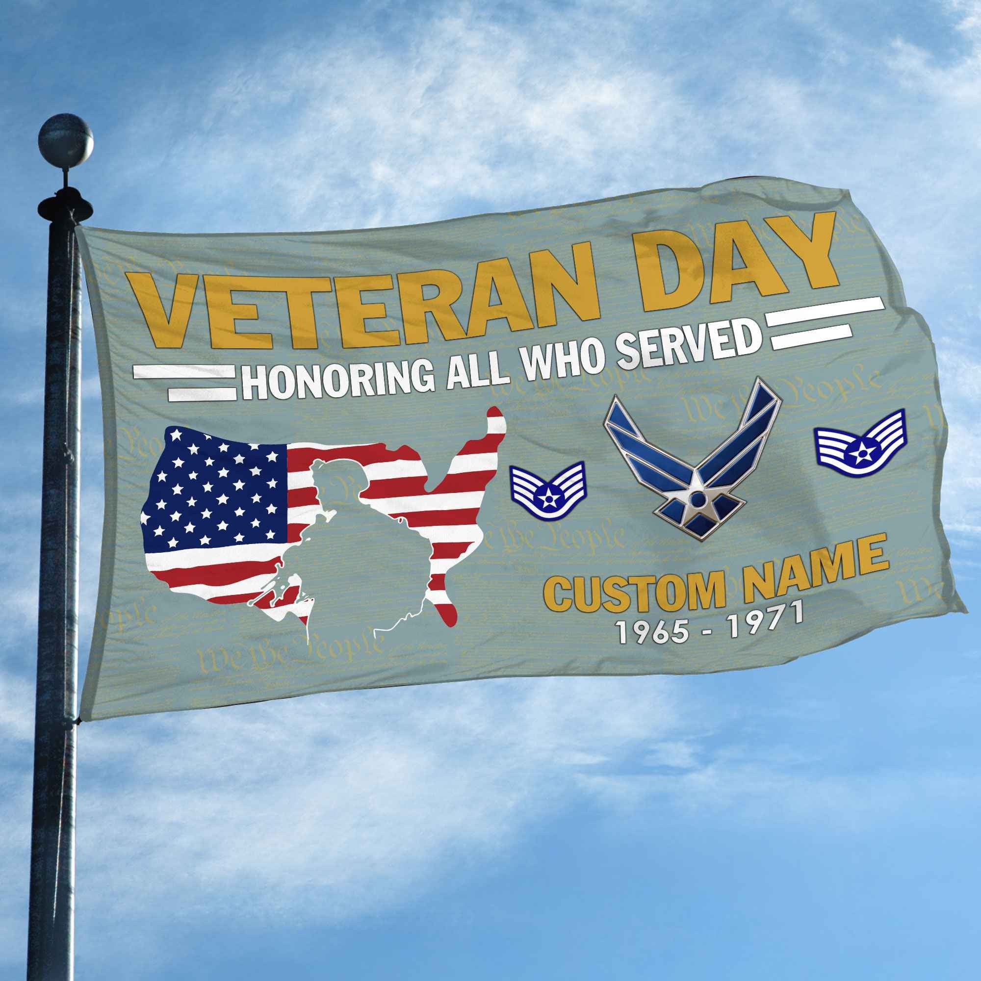 Premium Custom USAF Grommet Flag, Gifts For Air Force Veteran, Gifts For Dad, For Husband, Best Gifts On Father's Day, Armed Forces Day, Independence Day, Veterans Day.