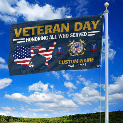 Premium Custom USCG Grommet Flag, Gifts For Coast Guard Veteran, Gifts For Dad, For Husband, Best Gifts On Father's Day, Armed Forces Day, Independence Day, Veterans Day.